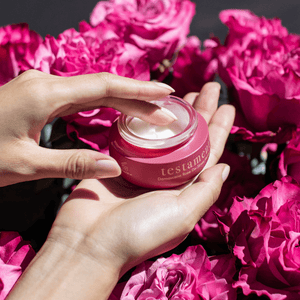 There are two forms of Damascena Rose found within Testament Beauty’s Damascena Rose De-Stress Moisturizer. A synergistic blend of the rose’s oil combined with rosewater from the precious blooms are shown to illuminate the skin, while reducing the appearance of fatigue, as well as environmental and emotional stress in the complexion. Regular use results in a glowing, and more rested and refreshed look.